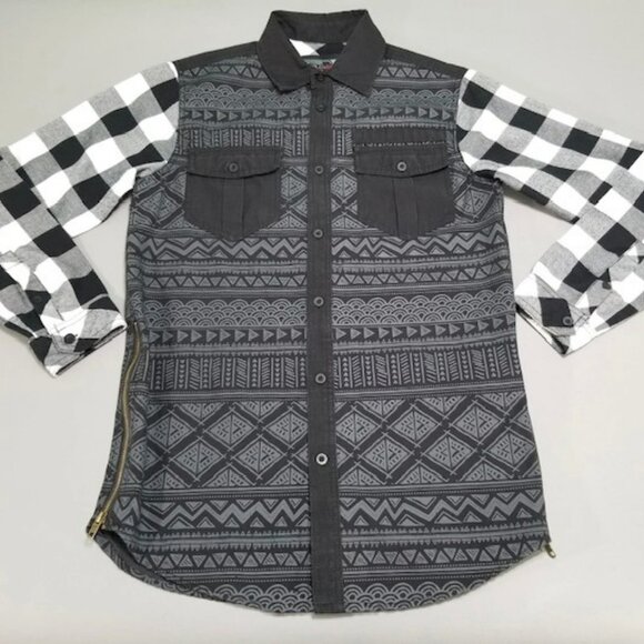 Bleecker & Mercer  Size "S"  Men's Button Shirt  Black/White/Paisley/Aztec Print - Picture 1 of 12